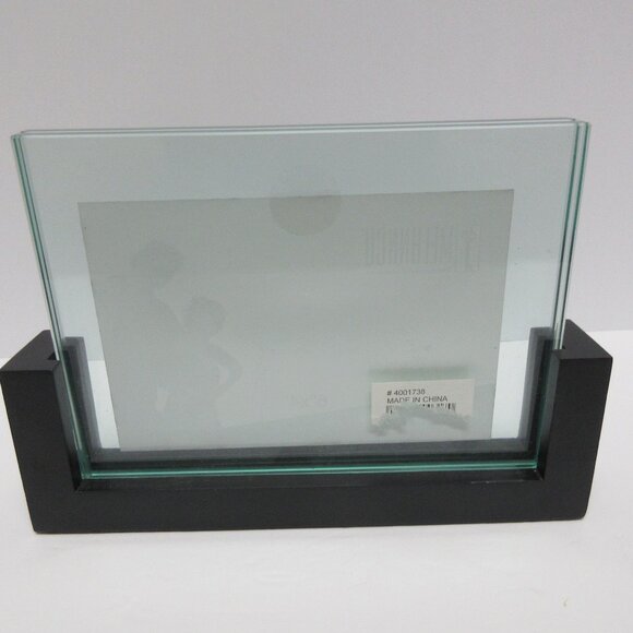 Melannco Floating Glass 6x4 Picture Frame W/Dark Walnut Wood Base W/Box - Picture 5 of 6